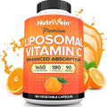 Nutrivein Premium Liposomal Vitamin C Supplement 1650mg - 180 Caps: High-Absorption High Dose Vitamin C Capsules for Whole-Body Defenses & Overall Well-Being
