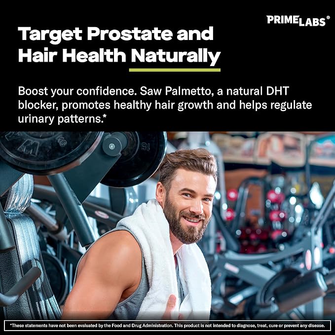 Prime Labs Saw Palmetto for Men - Prostate & Urinary Health Supplement, Hair Loss Support, DHT Blocker - 20:1 High-Potency 350mg of Saw Palmetto Extract per Serving - 90 Capsules / 90-Day Supply