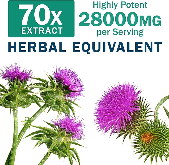 NYO3 Milk Thistle 200mg Liver Detox Supplement with Dandelion Root & Artichoke Extract | 60 Capsules | Silymarin Antioxidant Support,Liver Cleanse & Herbal Health Supplement