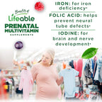 Lifeable Prenatal Multivitamin Gummies for Women | Iron, Choline & Folic Acid | Prenatal Vitamins for Pregnancy Support | Vegetarian, Non-GMO | Berry Flavor | 90 Gummies