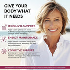 Liquid Iron Supplement for Women 18 mg - USDA Organic Drops, USA-Made - with Folate, Vitamin B12 & B6 - Iron Level & Energy - Gentle & High Absorption Glycinate Form - Cherry Flavor, Sugar-Free, 4 oz
