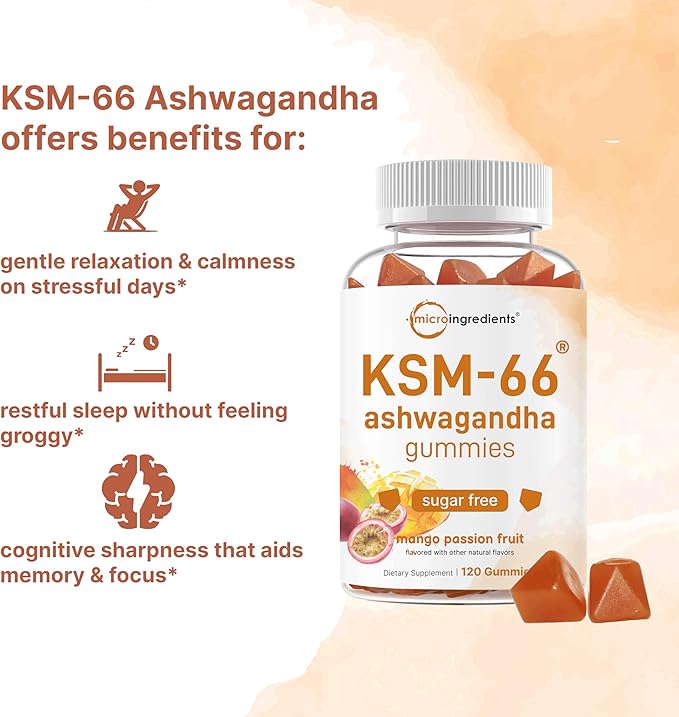 Micro Ingredients KSM-66 Ashwagandha Gummies & Vitamin D3 10,000IU + K2 Softgel | Bundle | Sugar-Free Mango Passion Fruit | Highly Bioavailable Root Extract | D & K Sunshine Vitamins + Coconut Oil