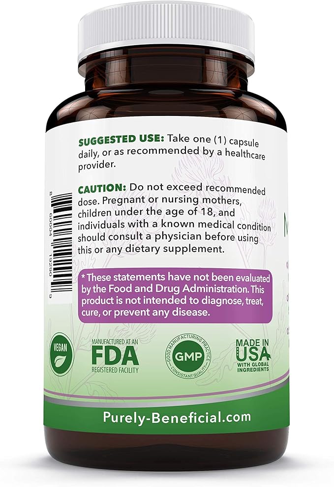 PURELY beneficial Organic Milk Thistle Capsules, 50:1 Milk Thistle Extract, Liver Cleanse & Antioxidant Support, 120 Veg Capsules, Vegan & Non-GMO