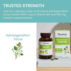 Himalaya Ashwagandha+ Focus - Herbal Focus Supplement with B12, Rosemary, Green Tea, and Bacopa Nootropics for Memory and Clarity - Vegan, Non-GMO, Gluten Free, 1690 mg, 60 Caplets