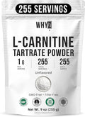 L-Carnitine Tartrate Powder Pure Unflavored Carnitine Supplement Amino Acid Powder L-Carnitine Tartrate Bulk Supply, 255g (9 oz)