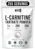 L-Carnitine Tartrate Powder Pure Unflavored Carnitine Supplement Amino Acid Powder L-Carnitine Tartrate Bulk Supply, 255g (9 oz)