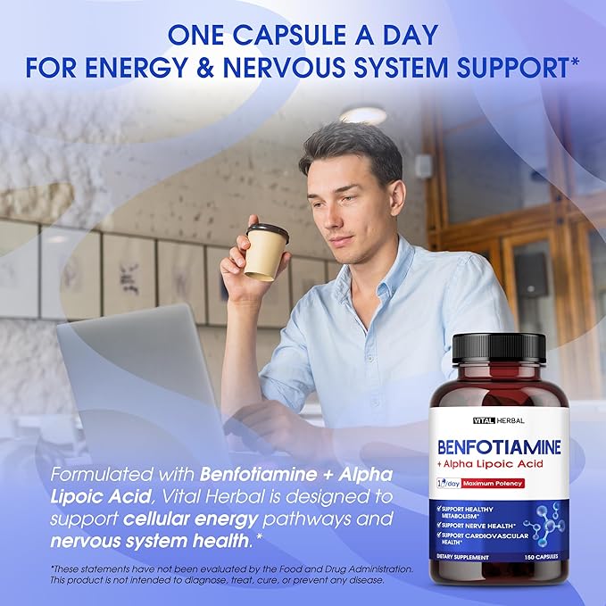 Vital Herbal Liposomal Benfotiamine with Alpha Lipoic Acid - Maximum Potency- Support Healthy Metabolism