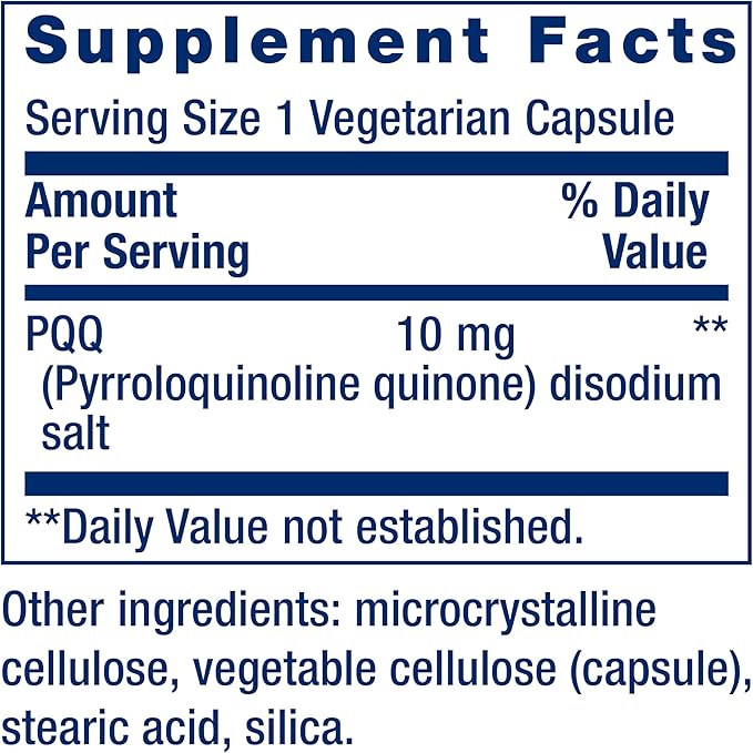 Life Extension PQQ Caps – Pyrroloquinoline Quinone, 10 mg – Promotes the Growth of New Mitochondria, ATP, Energy Support – Gluten-Free, Non-GMO, Vegetarian – 60 Capsules