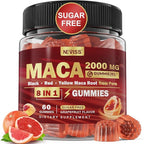 Maca Root Filled Gummies 2000mg for Women Men | Sugar Free | Organic Black, Red, Yellow Maca Root Supplement Gummy Chews with Ashwagandha Ginseng & Zinc | Vegan, Non-GMO, Grapefruit Flavor, 60 Count