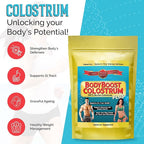 BodyBoost Colostrum Whole, 100% Bovine Colostrum Powder, Immune Booster Supplement with Immunoglobulin & Lactoferrin,Grass Fed Colostrum, Food for Gut Health & Muscle Growth, Diverse Intake, 8 oz
