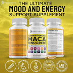 Ashwagandha Maca Root, Fenugreek Supplement with Tongkat Ali Ginseng - Assists with Mood & Thyroid Health - 60 Count
