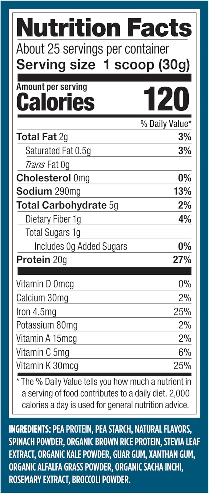 Vega Premium Protein + Supergreens, Creamy Vanilla – 20g Vegan Protein, Dairy & Gluten Free, 26.9 oz (25 Servings)