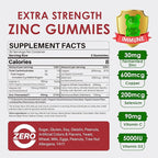 Fermented Zinc Gummies 30mg, Copper, Selenium, Vitamin C, D3, Superior Absorption Zinc Supplements for Women & Men, Immune, Powerful Antioxidant, Zinc Picolinate Alternaitive, Vegan, No Sugar, 2 Pack