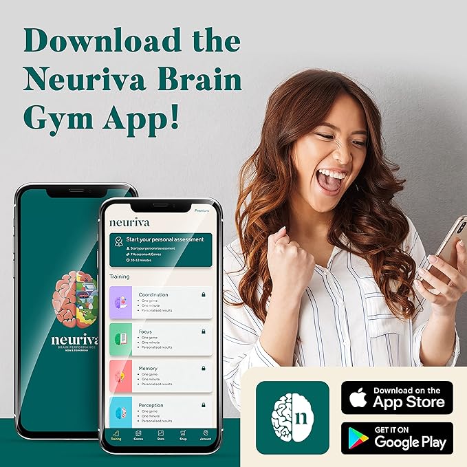 NEURIVA Original Brain Supplement for Memory, Focus & Concentration + Learning & Accuracy with Clinically Tested Nootropics Phosphatidylserine and Neurofactor, Caffeine Free, 30ct Capsules