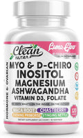 Myo Inositol D Chiro Inositol Supplement for Women - Hormone Balance with Magnesium Ashwagandha Vitamin D3 Folate Maca Root Chasteberry Evening Primrose | Ovarian Support Capsules 120 Count