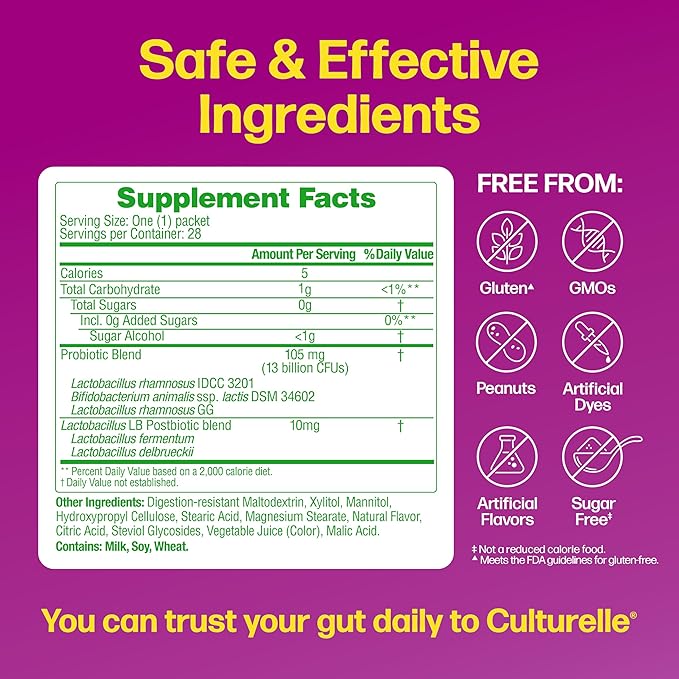 Culturelle® Complete 3-in-1 Biotics Mini-Chews Daily Probiotic for Digestive Health with Prebiotics and Postbiotics for Gut Balance, Mixed Berry Flavor, 28 Count