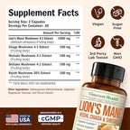 Lions Mane Supplement Capsules – Mushroom Powder Blend with Lions Mane Powder, Turkey Tail, Shiitake Mushrooms & More – Focus & Energy Supplements for Mood & Immune Support. Non-GMO. 60 Vegan Capsules