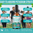 Potassium Supplement Liquid Drops, High Absorption Potassium Citrate 1000mg for Muscle Heart Electrolyte Balance and Normal pH Support*, Essential Mineral Drops, Non-GMO, 30 Servings