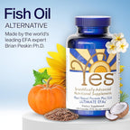 YES Plant Based Omega 3 & 6 Supplement – Burpless Fish Oil Alternative – DHA, EPA, SDA for Heart & Immune Support – 480 Softgels (4 Pack)
