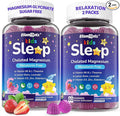 Kids Sleep Gummies, NO Melatonin Sleep Aid Gummies w/ Magnesium Glycinate, Magnesium Malate, L-Theanine, Lavender, B6, Zinc, D3K2 for Restful Sleep, Relax Brain & Muscle, Immune Support, Non-GMO 2Pack