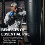 RAW Essential Pre-Workout Powder (Fruit Burst) - Chris Bumstead Sports Nutrition Supplement for Men & Women - Preworkout Energy Powder with Caffeine, L-Citrulline, L-Tyrosine, & Beta Alanine Blend