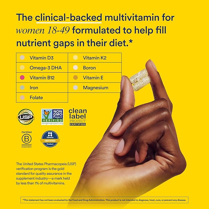 Ritual Women’s 18+ Daily Multivitamin - Key Essential Vitamins and Minerals to Support Energy, Heart, Bone, Brain Health* - Clinical Backed - Vegan - USP Verified - Mint - 60 Capsules - 30 Servings
