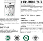 L-Carnitine Tartrate Powder Pure Unflavored Carnitine Supplement Amino Acid Powder L-Carnitine Tartrate Bulk Supply, 255g (9 oz)