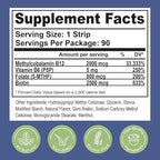 Essential Source 2,000 mcg Methylcobalamin Vitamin B12 Sublingual Energy Strips | Biotin, B6, 5-MTHF L-Methylfolate | Sublingual B12 Vitamins, Folate | Energy, Nerve Function - 30 Strips