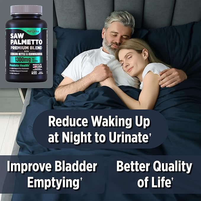MaxVita Prostate Premium - Saw Palmetto for Men, Stinging Nettle, Ashwagandha, Lycopene, Bladder & Urinary Relief, Prostate Supplement for Men, 60ct