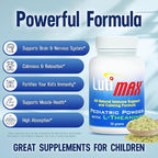 Lutimax Pediatric Powder Brain Supplement with Luteolin, Rutin & LTheanine - Kids Memory, Focus, Muscle & Immune Support Brain Supplement - Nootropic Antioxidants for Brain Health Support 100 Serving