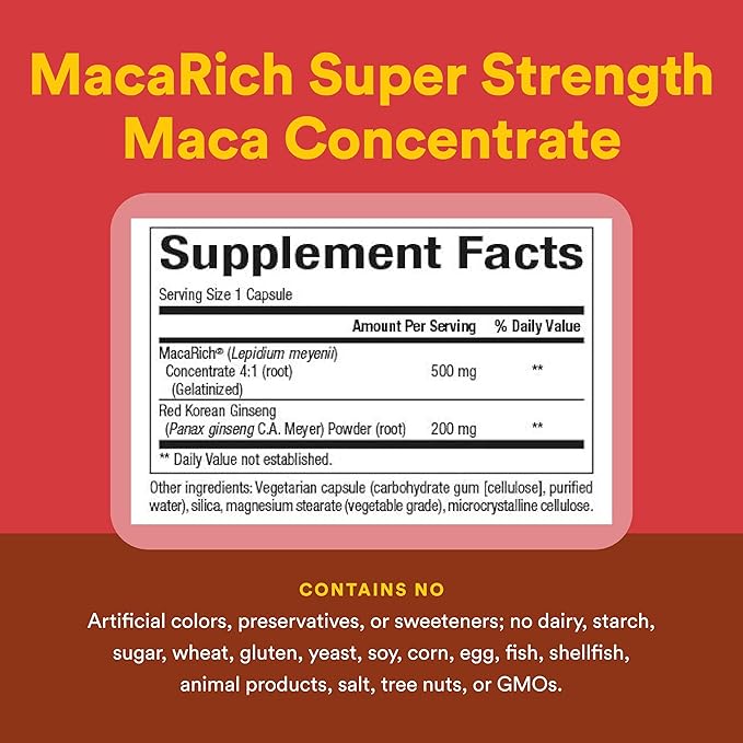 MacaRich by Natural Factors, Super Strength Power Maca, Superfruit Antioxidant Supplement with Ginseng, 90 capsules (90 servings)