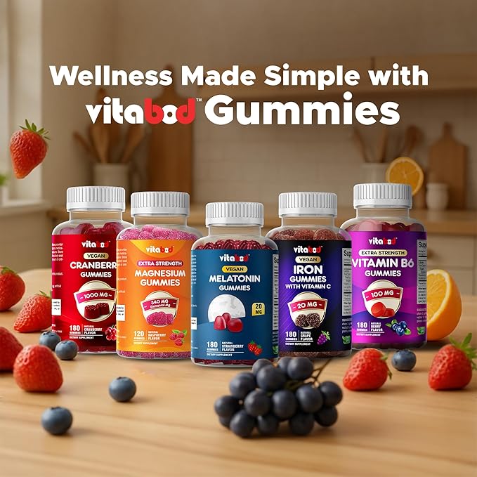 Vitabod Melatonin 20mg Gummies - 180 Count - Drug Free - Natural Strawberry Flavor - Vegetarian, Non-GMO, Gluten Free (3 Bottles)