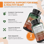 EarthNutri - Vitamin D3 Plus K2 Vitamin Supplement 5000 IU – Includes K2 from MENA Q7, D3 from Vitashine, Calcium from Aquamin & 72 Trace Minerals – for Immune, Bone & Heart Health - Non-GMO