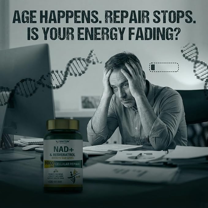 NAD+ & Resveratrol Supplement - NMN Alternative with 120 Capsules, Anti-Aging Cellular Support, Energy & Longevity Booster, DNA Repair Formula