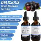 Liquid Melatonin Kids Sleep Aid - Sleep Magic Kids Melatonin Liquid 3mg Berry Drops, D3, L Theanine - Children's Sleeping Aids, Natural Calm L-Theanine Supplement, Toddler Travel Essentials 2 Fl Oz