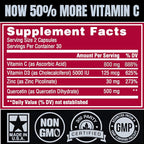 Zinc Quercetin Vitamin C 800 mg with Vitamin D3 Antioxidant Immune Support High Potency Quercetin Zinc Supplement for Men and Women - Gluten, Soy, & Dairy Free - 60 Count (Pack of 1)
