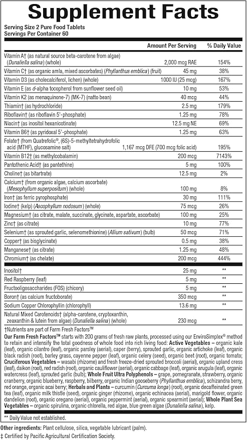 Natural Factors Whole Earth & Sea, Women's Prenatal Multivitamin and Mineral, Whole Food Supplement, Vegan, 120 Tablets