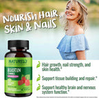 NATURELO Biotin Gummies - Supports Healthy Hair, Skin & Nails - High Potency 2500 mcg - Non GMO, Gluten Free - 60 Gummies