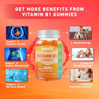 Vitamin B1 Gummies 500mg, Thiamine B1 Supplement for Adults, with 600mg Calcium Citrate, Support Nervous System, Vegan, Chewable Natural Orange Flavor