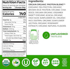 Orgain Organic Vegan Protein Powder, Natural Unsweetened - 21g of Unflavored Plant Protein, 4g Prebiotic Fiber, Low Net Carbs, No Added Sugar, Non-GMO, For Shakes & Recipes, 1.59 lb