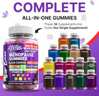 Menopause Supplement For Women Gummies with Black Cohosh, Wild Yam Magnesium, Red Clover For Menopause Relief Hormone Balance Night Sweats Mood Plus Bergamot, Vitamin D3, Vitamin B12, Vitamin B6 Clean