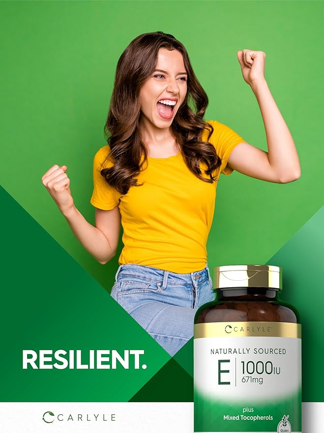 Carlyle Vitamin E 1000 IU Softgels | with Mixed Tocopherols | 120 Pills | Naturally Sourced Supplement | Non-GMO and Gluten Free Formula
