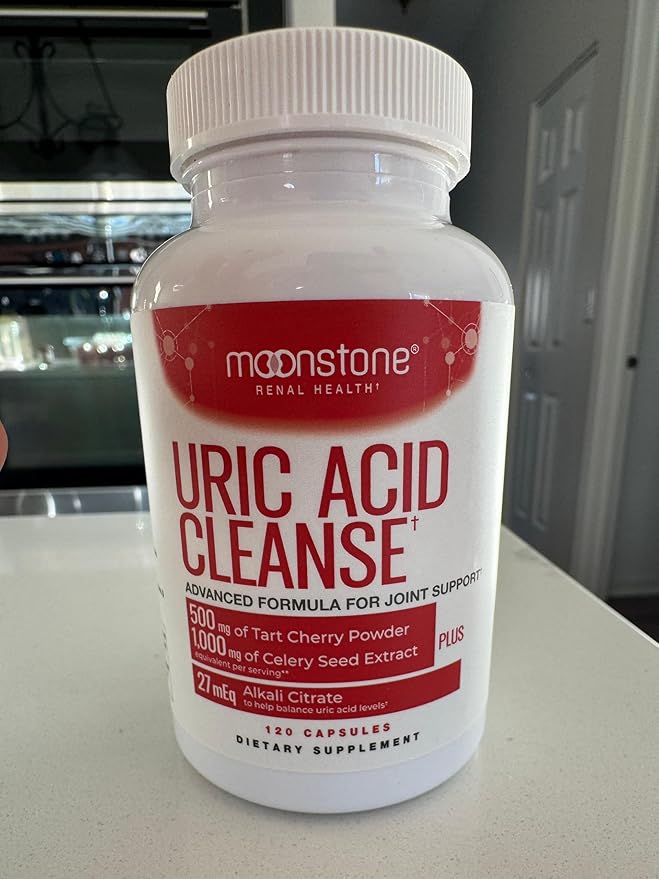 Moonstone Uric Acid Cleanse | Kidney Detox and Joint Support | Tart Cherry Powder, Celery Seed Extract & Alkali Citrate Complex | Urinary Alkalinization | Vegan & Gluten Free Supplements | 120 CT