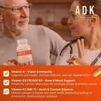 INVITA, ADK 10 Vitamin Supplement – 90 Capsules – High Potency of Vitamin A, D3 10,000 IU & K2-MK7 – Physician Formulated ADK for Bone, Heart & Immune Support – Non-GMO, Gluten Free (3-Month Supply)