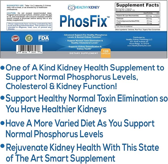 Organic Sodium Bicarbonate Alkaline Supplement Bundle: 1LB Powder for Alkalinity, Kidney & Acid Support + PhosFix 120 Pills Phosphorus Binder for Healthy Phosphorus Levels & Kidney Health Renal Suppor