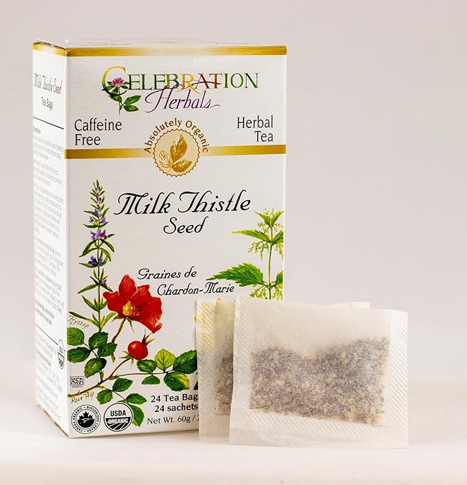 Celebration Herbals Organic Milk Thistle Seed Herbal Tea -- 24 Tea Bags, NET WT.60, 2.11 OZ