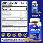 L Tyrosine Focus Supplement Gummies 1100mg for Adults, Brain Supplements for Memory and Focus, L-Tyrosine Gummies with Ashwagandha, I-Theanine for Calm & Mood - Vitamin B6 & B9 for Energy-Vegan, 60ct