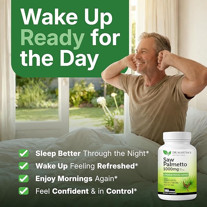USA Grown Saw Palmetto | 180 Capsules Prostate Health Supplement | Hair Growth for Men & Women | Support to Help Maintain Normal Urination Frequency & Natural DHT Blocker to Help Prevent Hair Loss