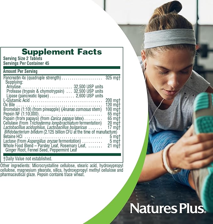 NaturesPlus Ultra-Zyme - 180 Tablets - Maximum Strength Digestive Enzyme Supplement - 90 Servings