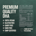 Orlo DHA Supplement 1000mg - 3X Absorption Natural Icelandic Nordic Omega 3 DHA & EPA for Brain & Eye Support – Vegan Fish Oil Alternative, No Fishy Aftertaste, 60 Easy-to-Swallow Mini Softgels